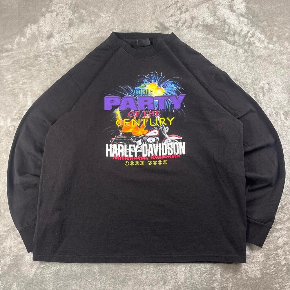 Vintage 2003 Harley-Davidson 100th Anniversary Long Sleeve Shirt XL Black